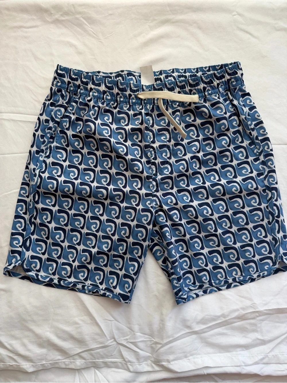 Fair Harbor Kids Blue Geometric Swim Trunks